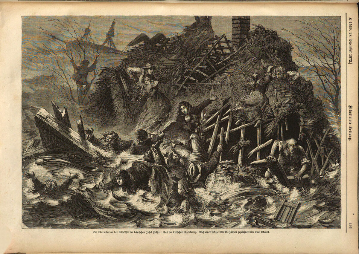 Sonderausstellung Sturmflut 1872 - Zeichnung in der Illustrirten Zeitung